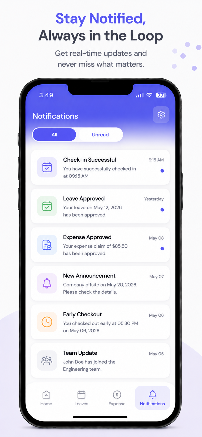 Notifications and alerts